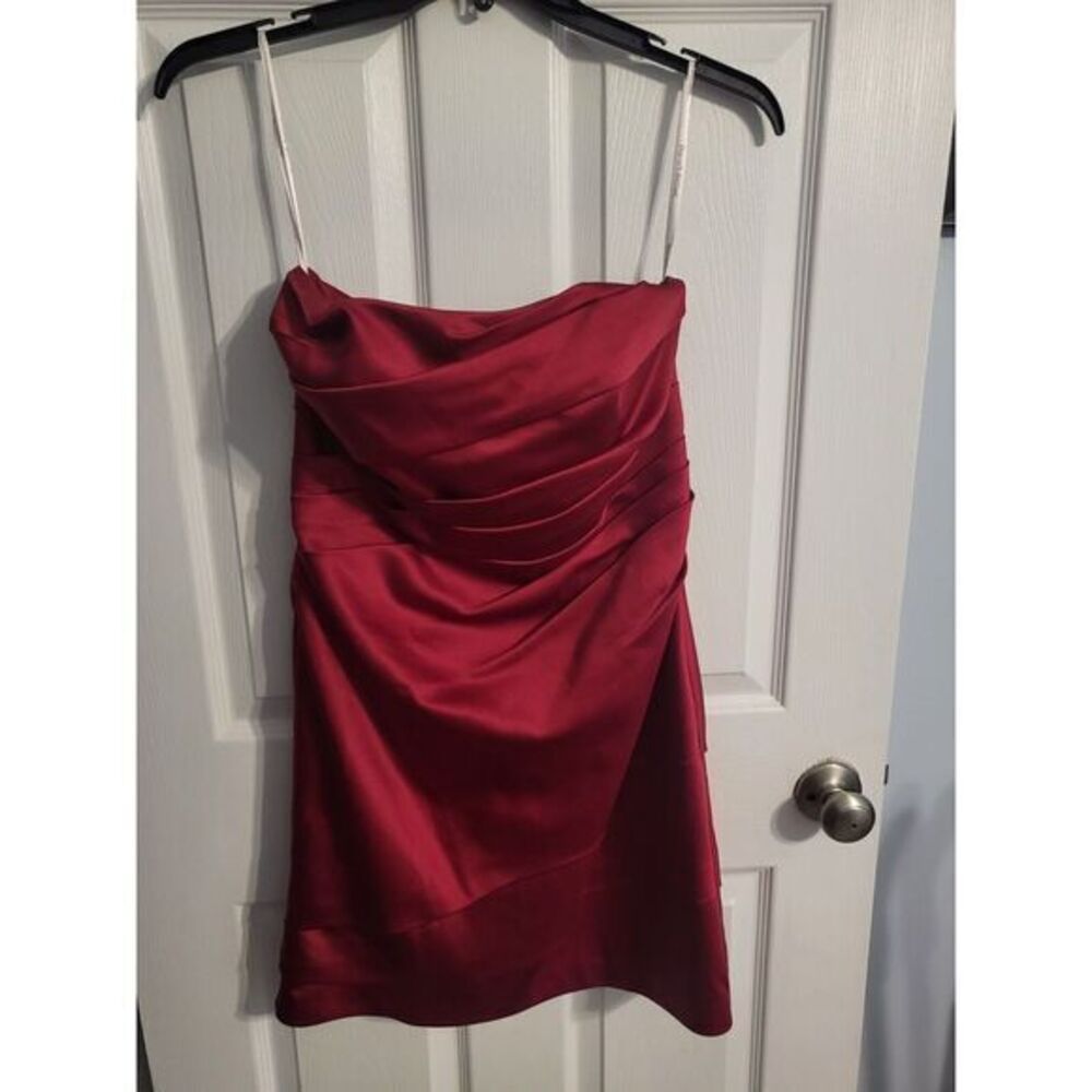 Davids Bridal Strapless Red Mini‎ Dress Cocktail Prom Wedding Formal Size 8
